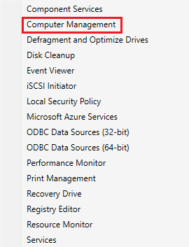 menu, Select Computer Management