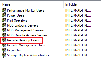 Tap the Remote Desktop Users option